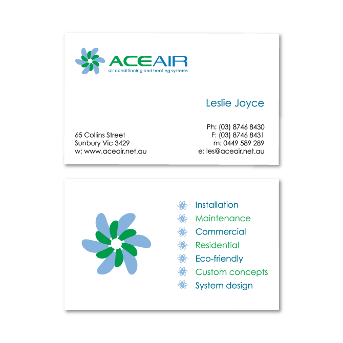 business cards design aceair