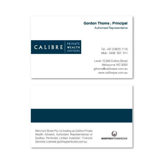 business cards design calibre consulting