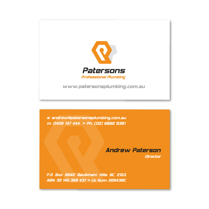 business cards design plumber