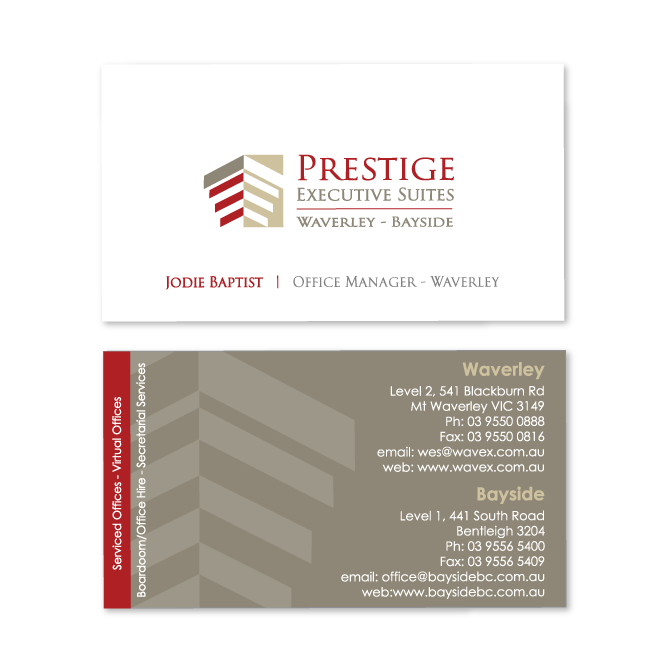 business cards design prestige suites