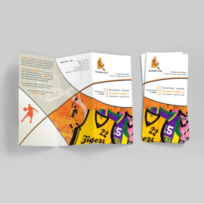 DL brochure design basketball uniforms