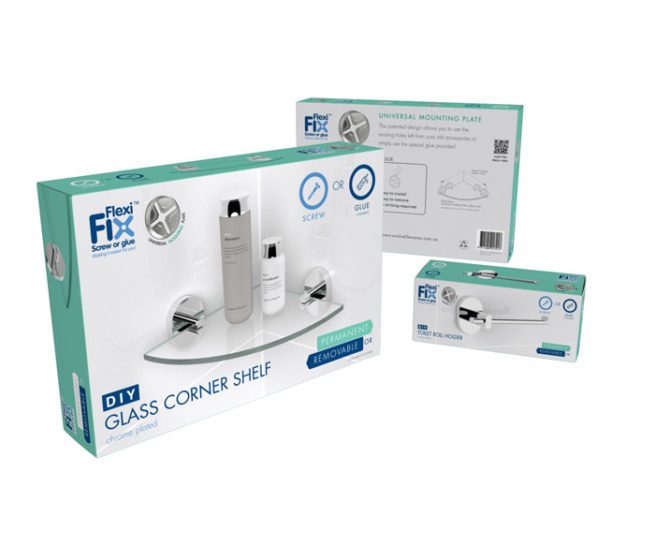 packaging design flexifix scorner shelf and roll holder