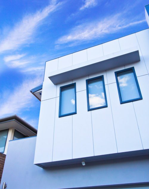 Facade detail of a house in Sydney at dusk - real estate photography